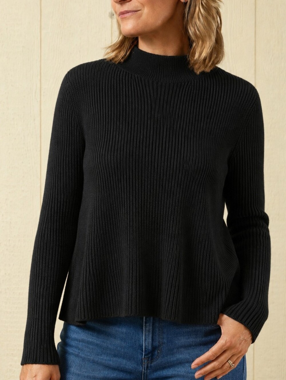 Requirements Black Ribbed Mock Neck Sweater XL Long Sleeve